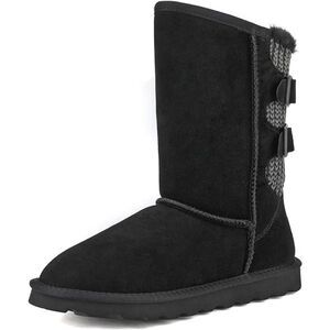 Women's Mid Calf Fashion Winter Snow Boots Black Size 11 M